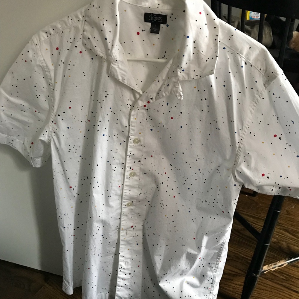 City Streets White Paint Splatter Button Down S